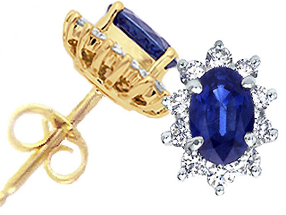 Tommaso Design Oval 6x4mm Genuine Sapphire Earrings