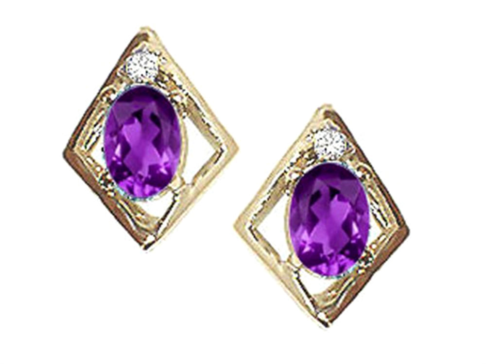Tommaso Design Oval 6x4mm Genuine Amethyst Earrings