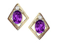 Tommaso Design Oval 6x4mm Genuine Amethyst Earrings