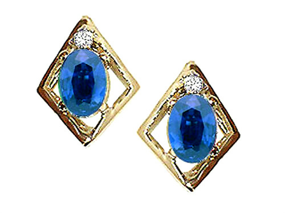 Tommaso Design Oval 6x4mm Genuine Sapphire Earrings