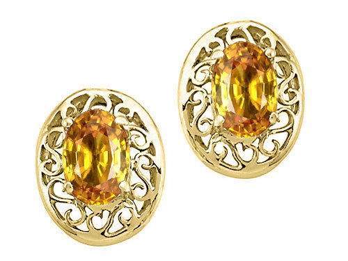 Tommaso Design Oval 6x4mm Genuine Citrine Earrings