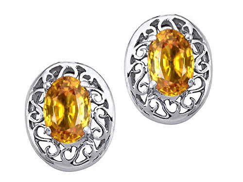 Tommaso Design Oval 6x4mm Genuine Citrine Earrings