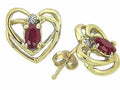 Tommaso Design Genuine Ruby and Diamond Heart Earrings