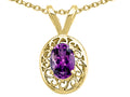 Tommaso Design Genuine Amethyst Oval 6x4mm Pendant Necklace