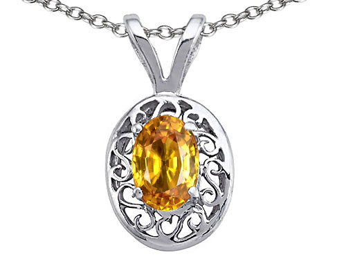 Tommaso Design Genuine Citrine Oval 6x4mm Pendant Necklace