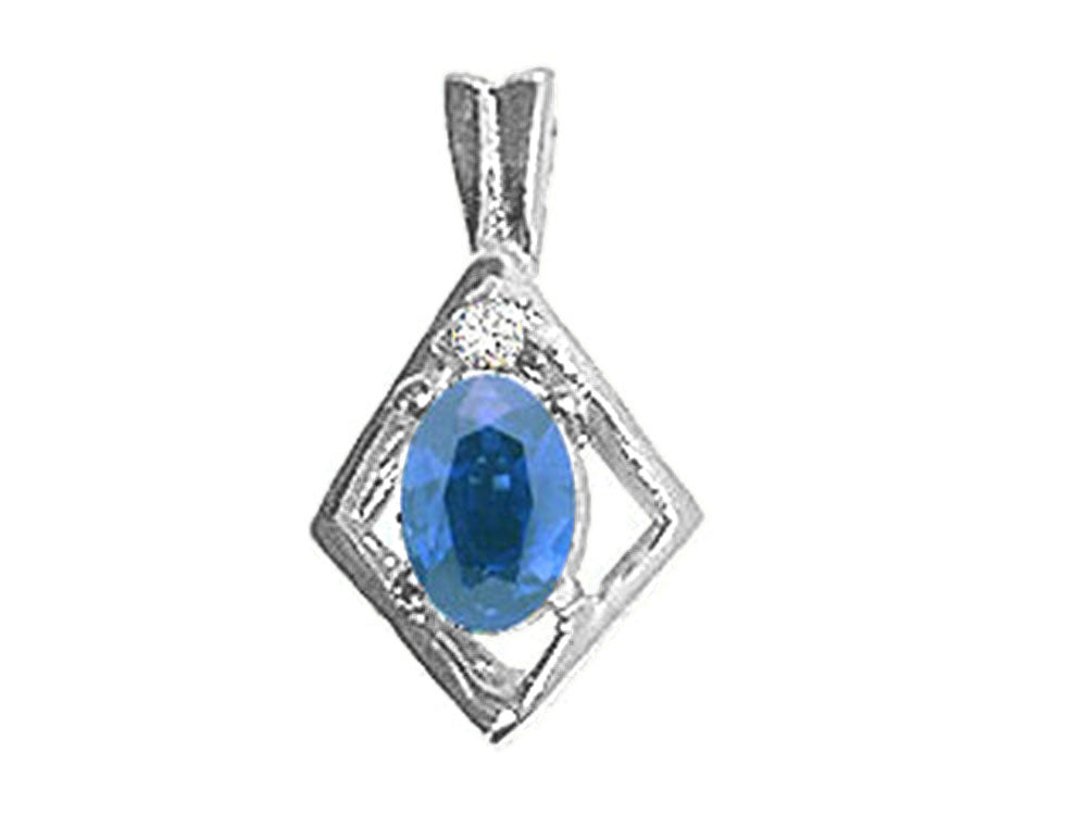 Tommaso Design™ Oval 6x4mm Genuine Sapphire Pendant Necklace
