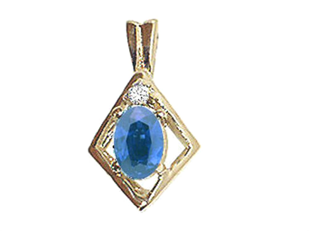 Tommaso Design Oval 6x4mm Genuine Sapphire Pendant Necklace