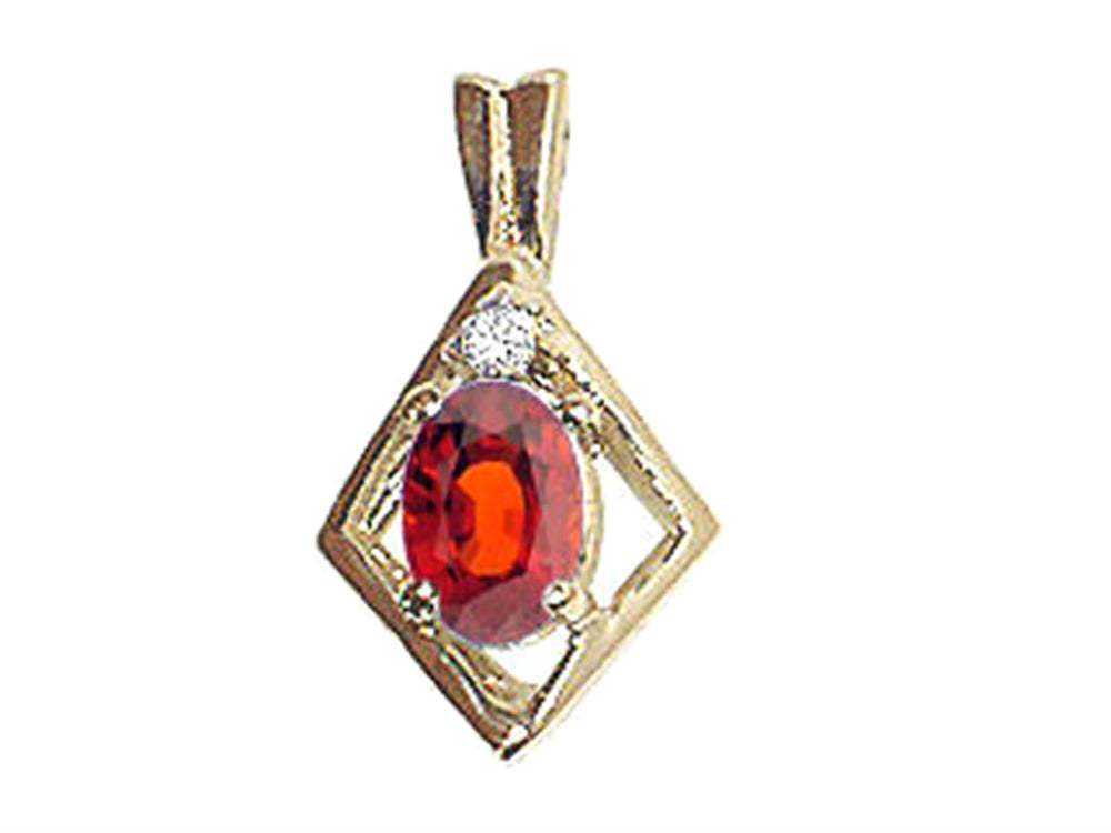 Tommaso Design Oval 6x4mm Genuine Garnet Pendant Necklace