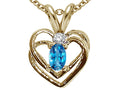 Tommaso Design Oval 5x3mm Genuine Blue Topaz Heart Pendant Necklace