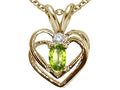 Tommaso Design Oval 5x3mm Genuine Peridot Heart Pendant Necklace
