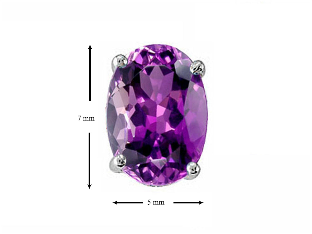 Star K Genuine Oval Amethyst Earrings Studs