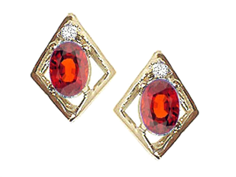 Tommaso Design Oval 6x4mm Genuine Garnet Earrings