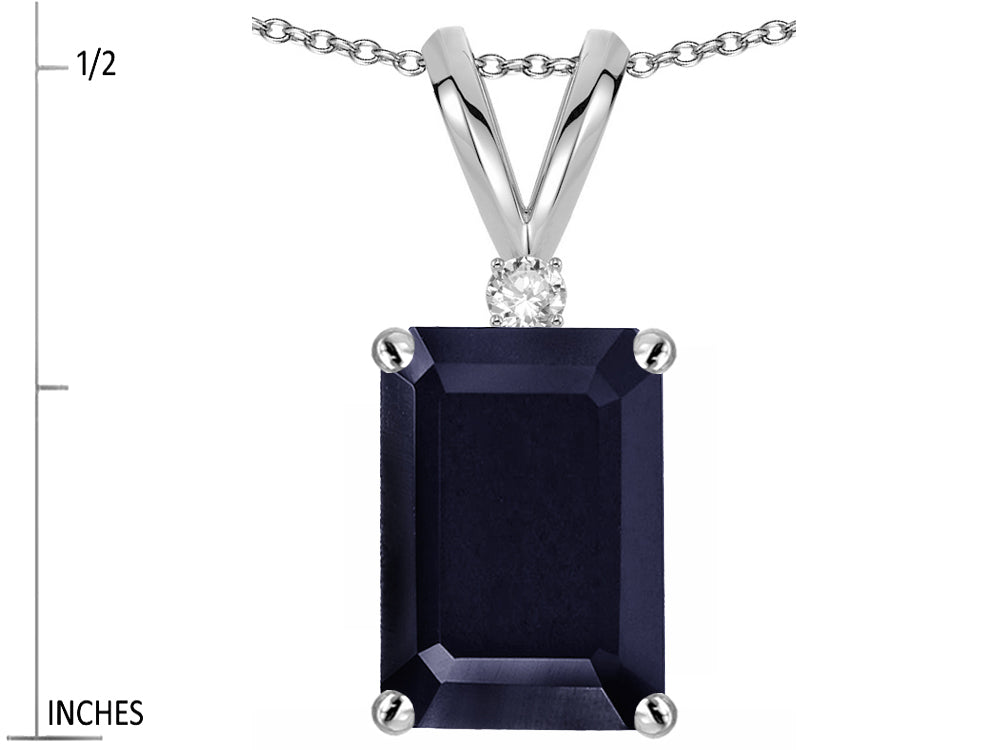 Star K  Classic Octagon Emerald Cut 8x6mm Genuine Black Sapphire Pendant Necklace