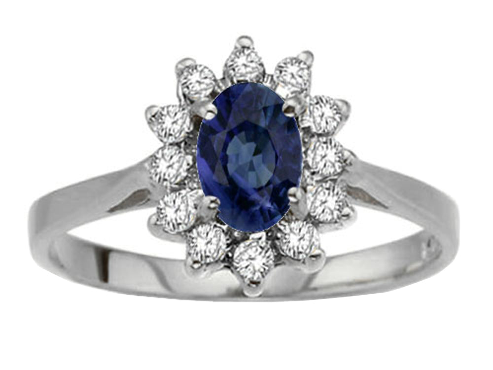 Tommaso Design Oval 7x5mm Genuine Sapphire Ring