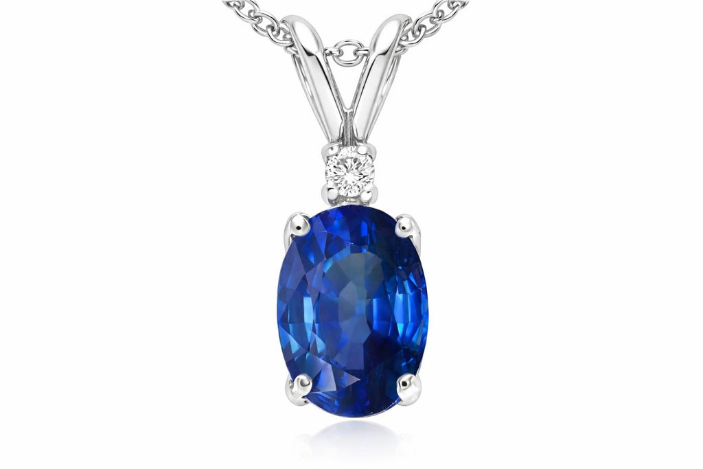 Star K Genuine Sapphire Oval 6x4 Pendant Necklace