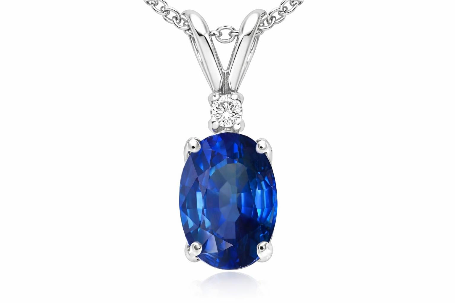Star K Genuine Sapphire Oval 6x4 Pendant Necklace