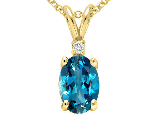 Tommaso Design Genuine Blue Topaz Pendant Necklace