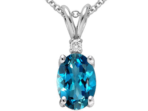 Tommaso Design Genuine Blue Topaz Pendant Necklace