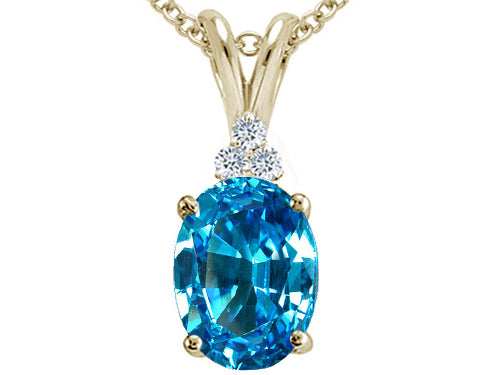 Tommaso Design Oval 10x8 Genuine Blue Topaz Pendant Necklace
