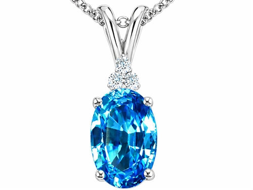 Tommaso Design Oval 10x8 Genuine Blue Topaz Pendant Necklace