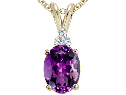 Tommaso Design Oval 10x8 Genuine Amethyst Pendant Necklace