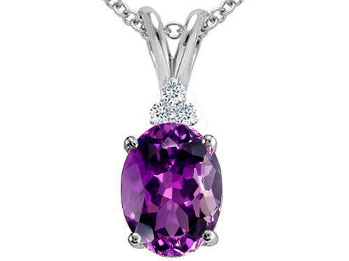 Tommaso Design Oval 10x8 Genuine Amethyst Pendant Necklace