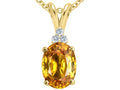 Tommaso Design Oval 10x8 mm Genuine Citrine Pendant Necklace