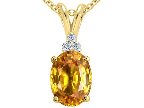 Tommaso Design Oval 10x8 mm Genuine Citrine Pendant Necklace