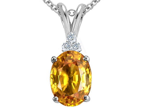 Tommaso Design Oval 10x8 mm Genuine Citrine Pendant Necklace