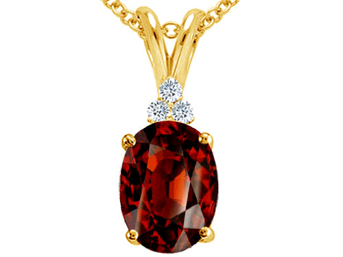 Tommaso Design Oval 10x8mm Genuine Garnet Pendant Necklace