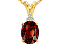 Tommaso Design Oval 10x8mm Genuine Garnet Pendant Necklace