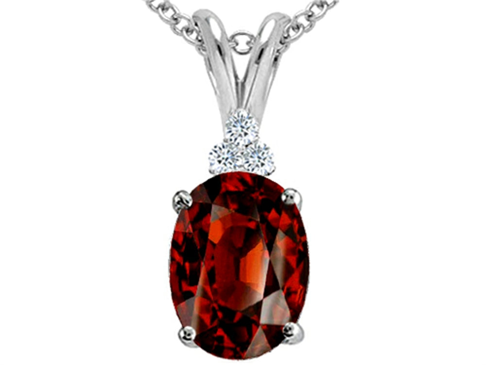 Tommaso Design™ Oval 10x8mm Genuine Garnet Pendant Necklace
