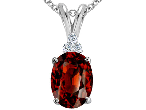 Tommaso Design Oval 10x8mm Genuine Garnet Pendant Necklace