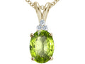 Tommaso Design Oval 10x8mm Genuine Peridot Pendant Necklace