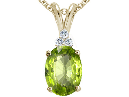 Tommaso Design Oval 10x8mm Genuine Peridot Pendant Necklace