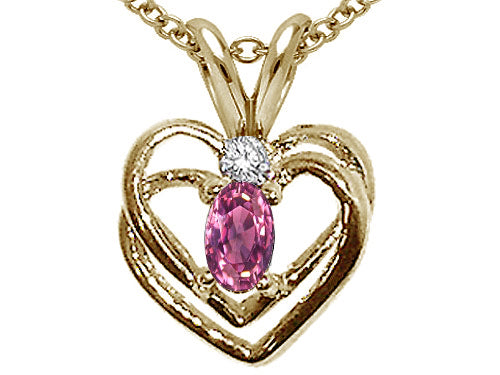 Tommaso Design Genuine Pink Tourmaline Heart Pendant Necklace