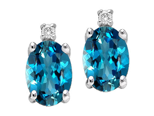 Tommaso Design Genuine Blue Topaz Earrings