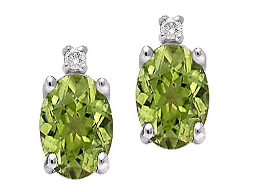 Tommaso Design Oval 8x6 mm Genuine Peridot Earrings