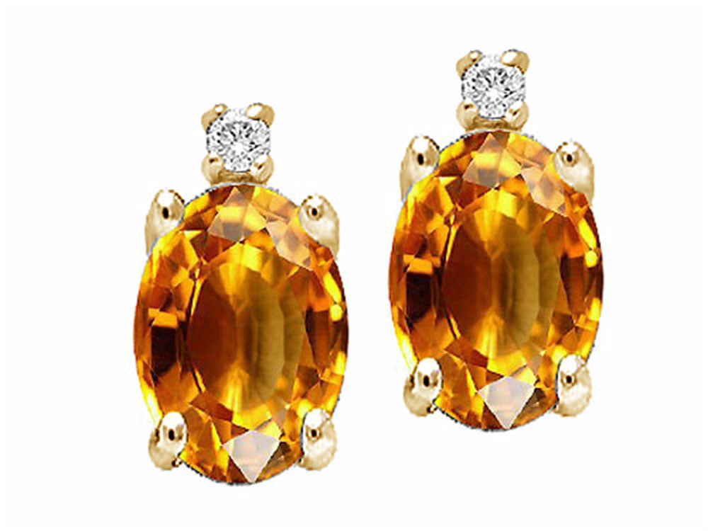Tommaso Design Oval 8x6 mm Genuine Citrine Earrings