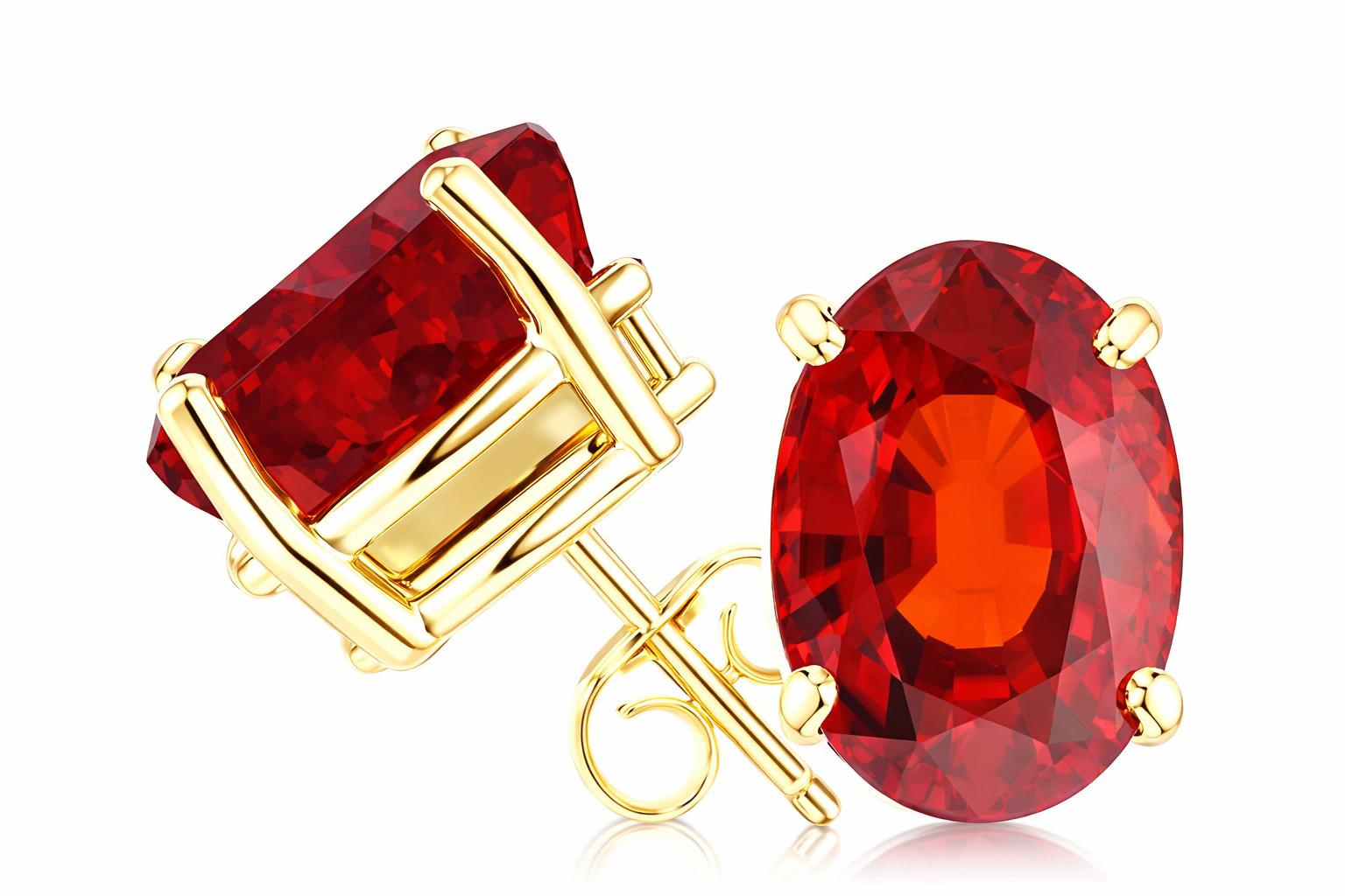 Star K Oval 9x7 mm Genuine Garnet Earrings