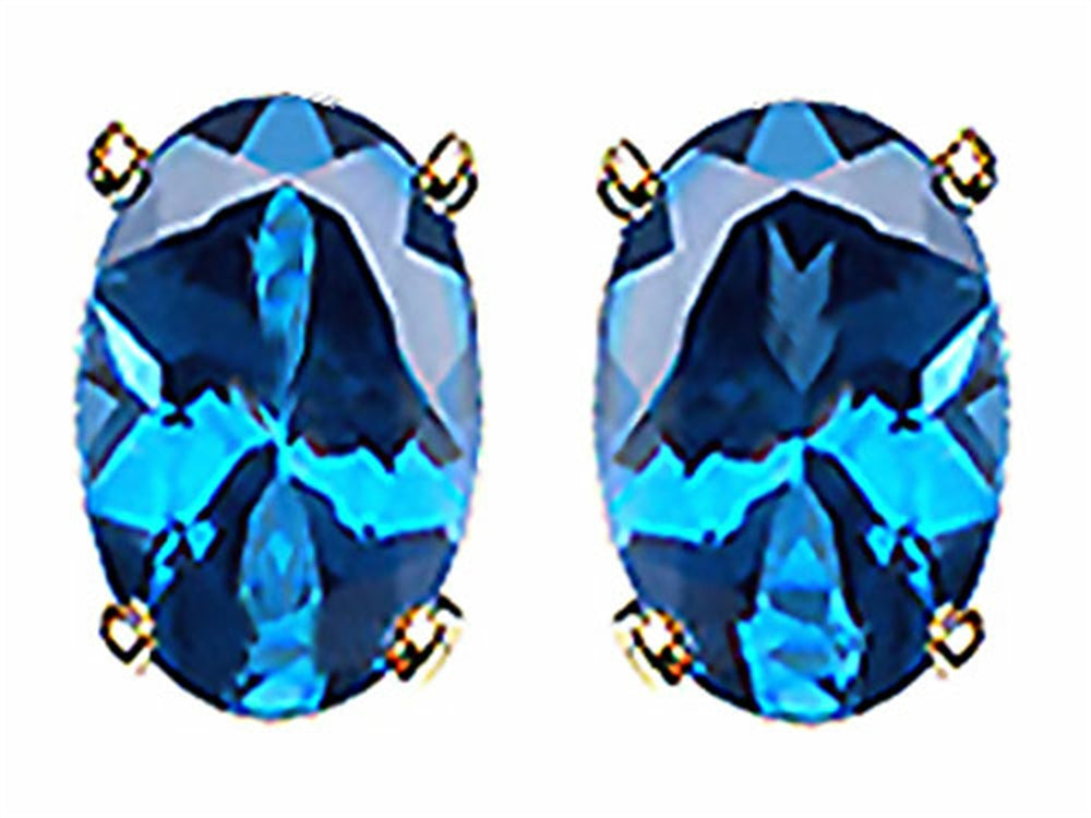 Tommaso Design Oval 8x6 mm Genuine Blue Topaz Earrings
