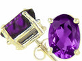 Tommaso Design Oval 9x7 mm Genuine Amethyst Earrings