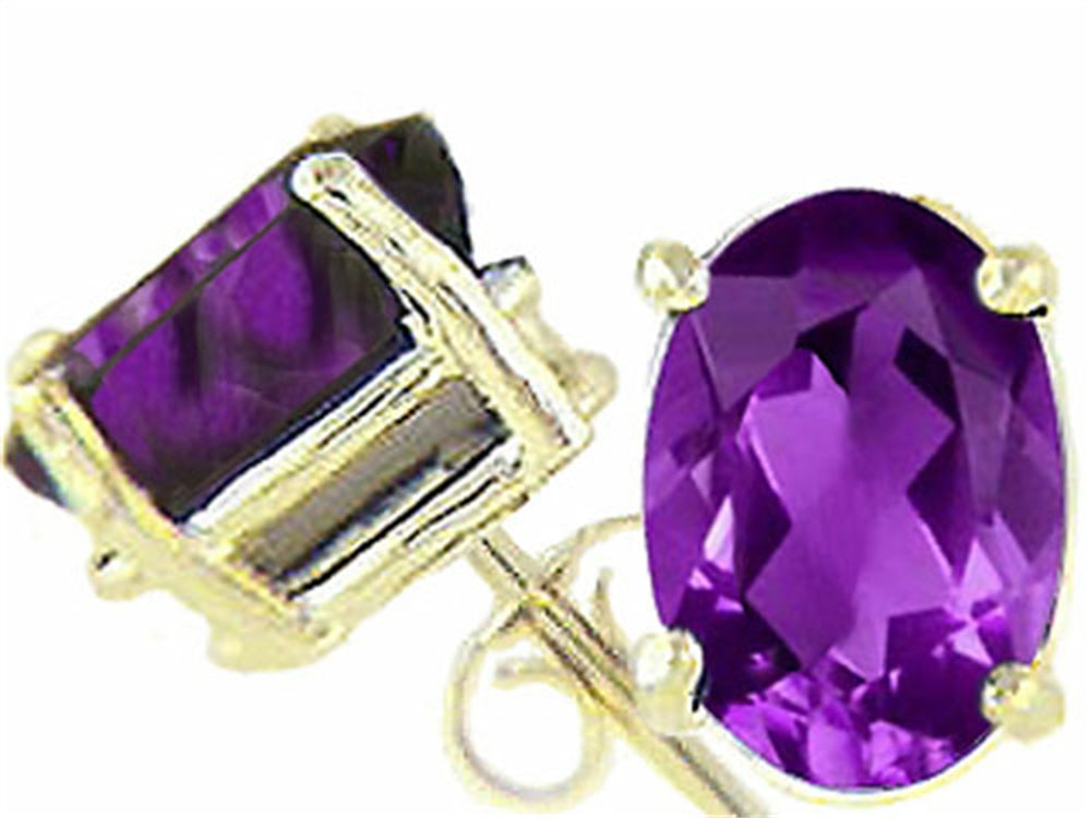 Tommaso Design Oval 9x7 mm Genuine Amethyst Earrings