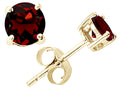 Tommaso Design Round Genuine Garnet Earrings Studs