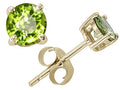 Tommaso Design Round Genuine Peridot Earrings Studs