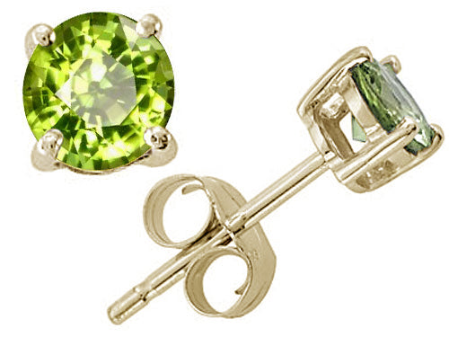 Star K Round Genuine Peridot Earrings Studs