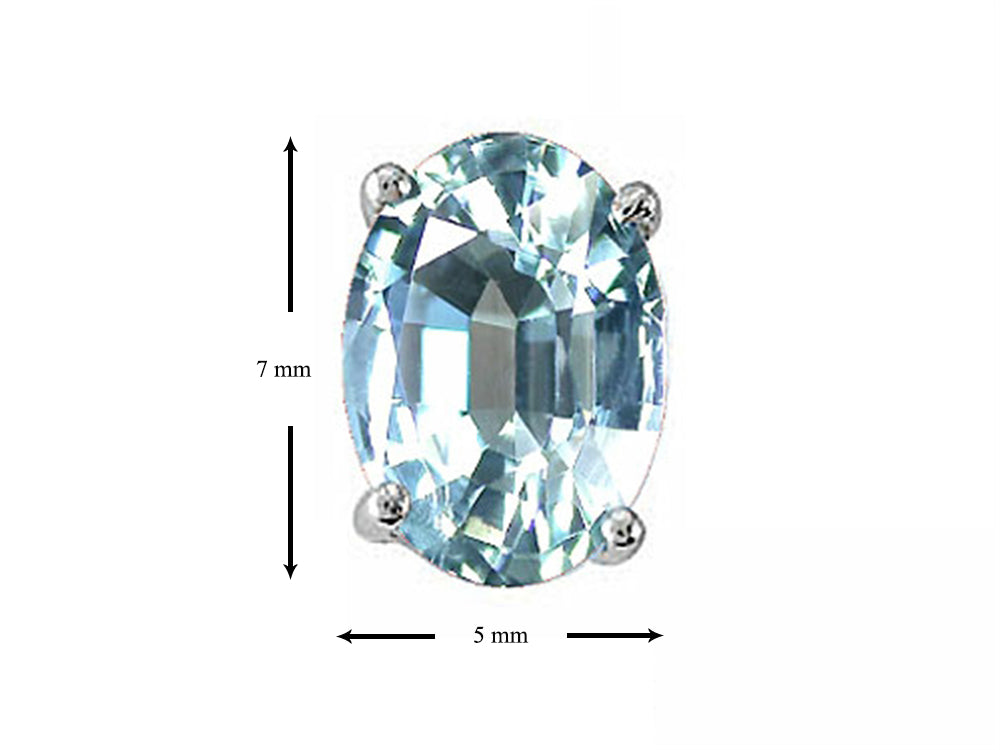 Star K Oval Genuine Aquamarine Earrings Studs
