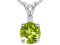 Tommaso Design Round Genuine Peridot Pendant Necklace