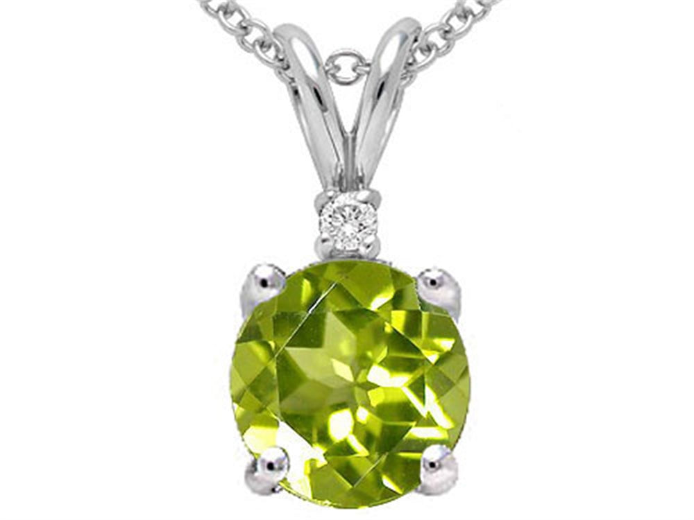 Tommaso Design Round Genuine Peridot Pendant Necklace
