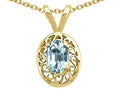 Tommaso Design Genuine Aquamarine Oval 6x4mm Pendant Necklace